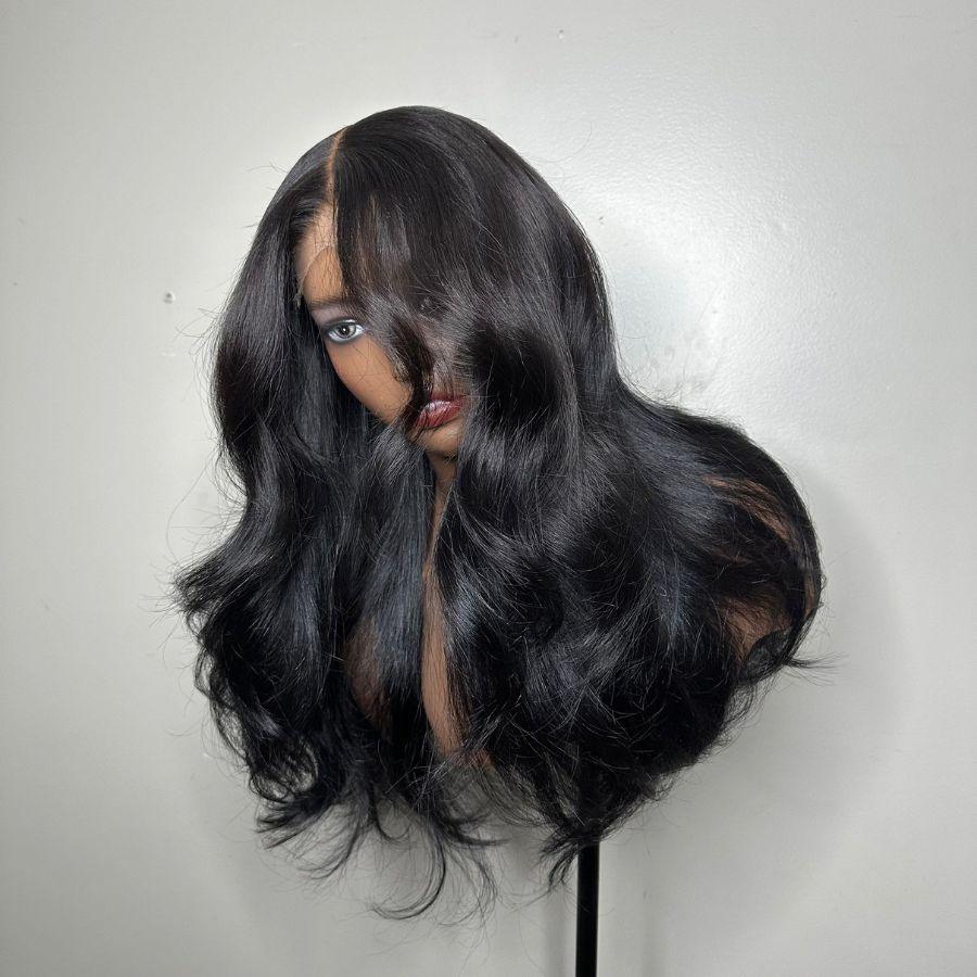 WOWANGEL body wave lace frontal wig on mannequin