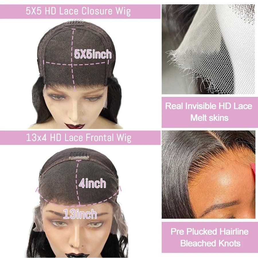 Details of 5X5 and 13X4 HD Lace Frontal Wigs