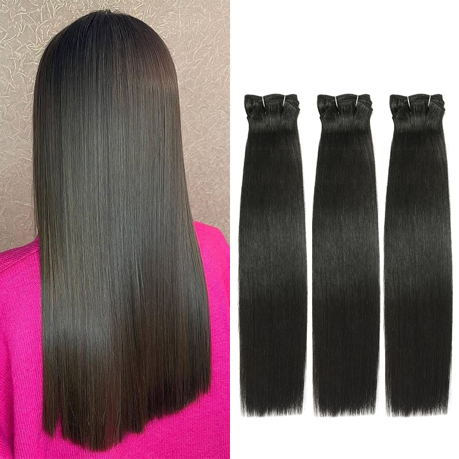 WOWANGEL European Raw Hair Bundles Straight Double Drawn Hair Weaves - wowangel
