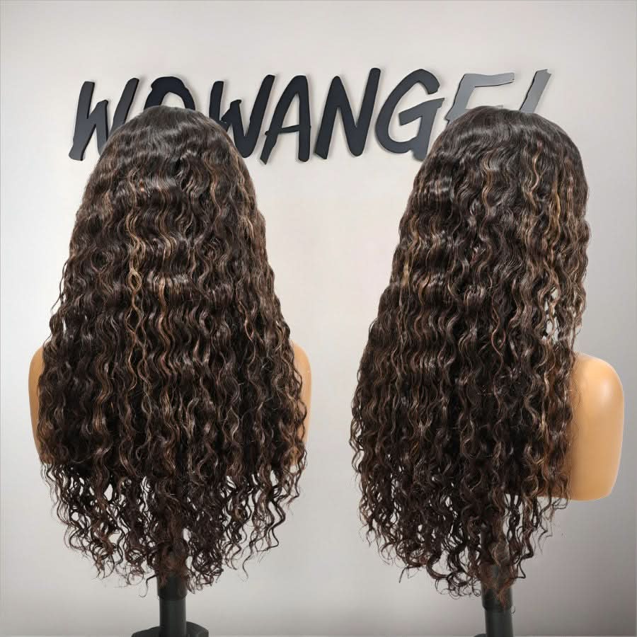 WOWANGEL Highlight 360 Invisible Strap HD Lace Wig Water Wave Clean Hairline - wowangel