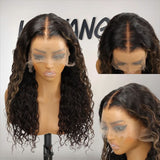 WOWANGEL Highlight 360 Invisible Strap HD Lace Wig Water Wave Clean Hairline - wowangel