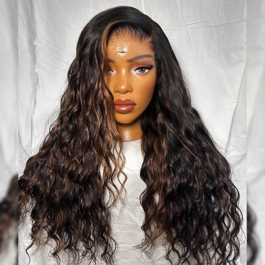 WOWANGEL Highlight 6x6 HD Lace Closure Wig Nature Wave Plucked Glueless Wig - wowangel