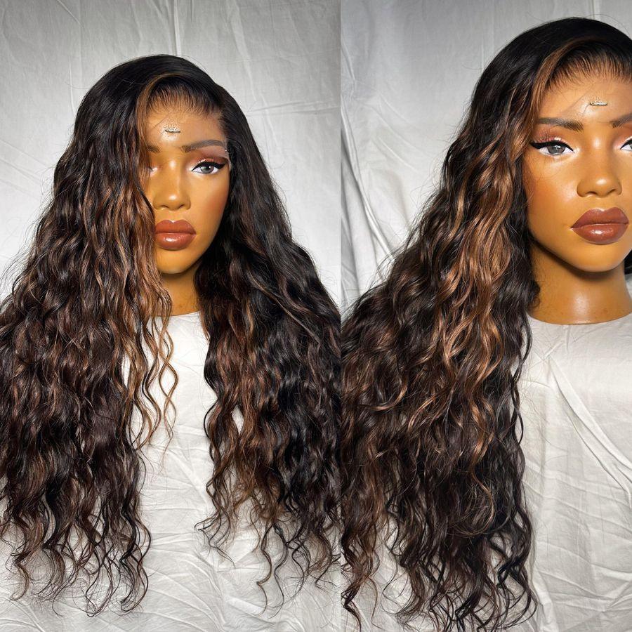 WOWANGEL Highlight 6x6 HD Lace Closure Wig Nature Wave Plucked Glueless Wig - wowangel