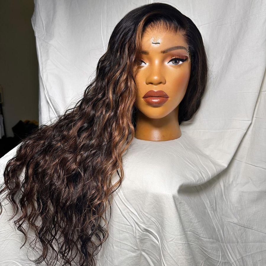 WOWANGEL Highlight 6x6 HD Lace Closure Wig Nature Wave Plucked Glueless Wig - wowangel