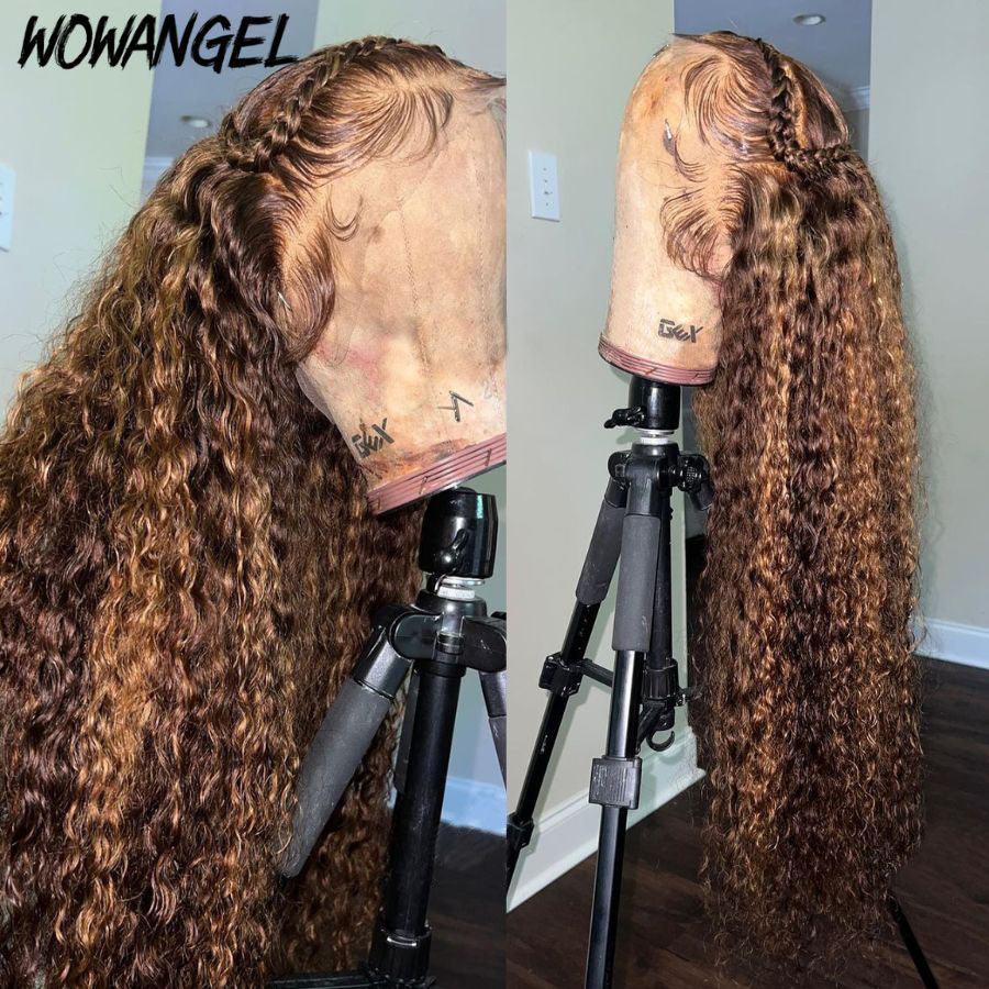 WOWANGEL Highlight Blonde Curly Skinlike Real HD Lace 13X6 Full Frontal Wig - wowangel