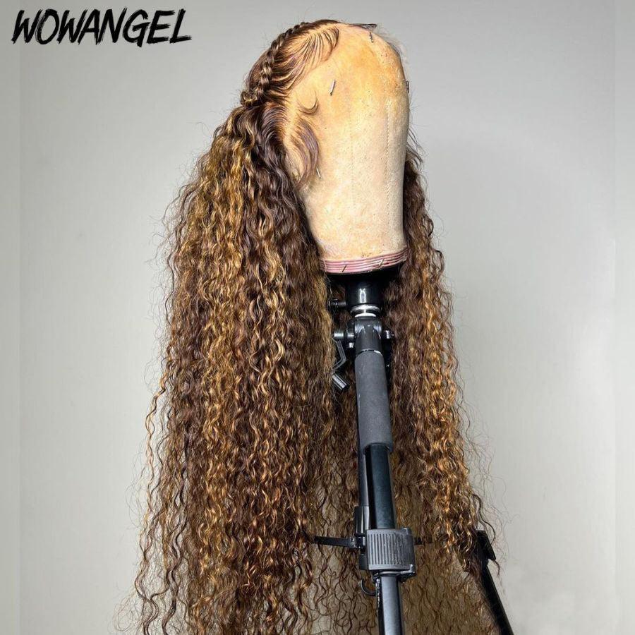 WOWANGEL Highlight Blonde Curly Skinlike Real HD Lace 13X6 Full Frontal Wig - wowangel