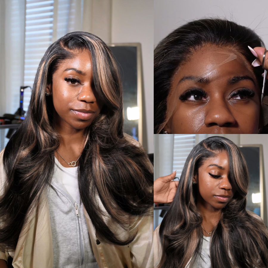 WOWANGEL Highlight Color 13x6 Skinlike Real HD Lace Front Wig Body Wave - wowangel