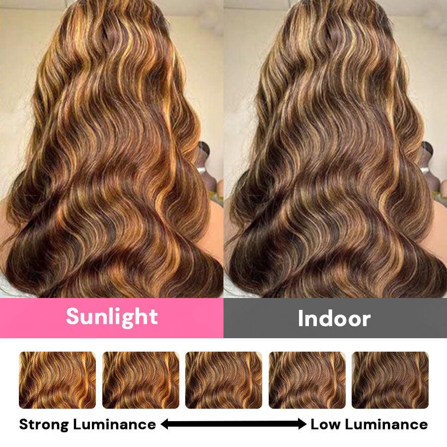 Wig color comparison in sunlight vs indoor lighting