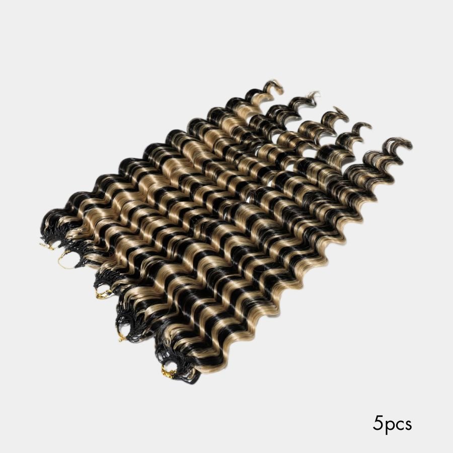 WOWANGEL Highlight Deep Wave Pre-Separated Feather Crochet Human Hair Extensions for Miracle Knots Boho Braids - wowangel
