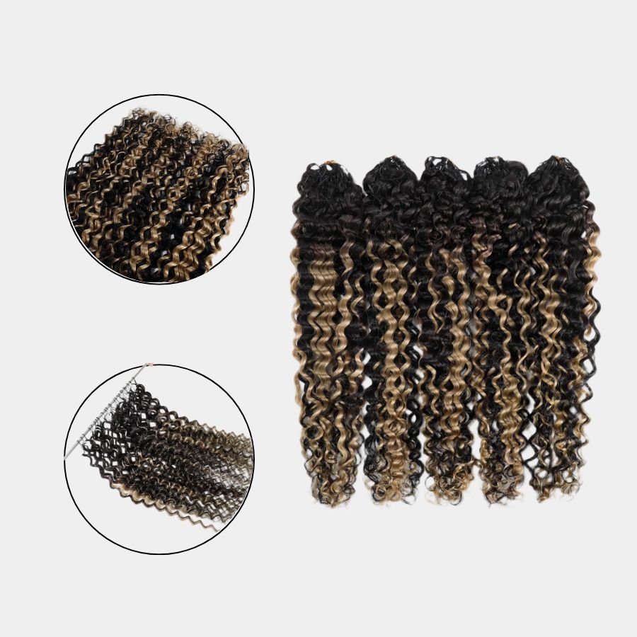 WOWANGEL Highlight Miracle Knots Crochet Hair Pre-Separated Feather Crochet Human Hair Extensions Jerry Curly - wowangel