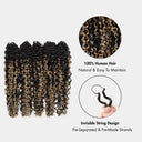 WOWANGEL Highlight Miracle Knots Crochet Hair Pre-Separated Feather Crochet Human Hair Extensions Jerry Curly - wowangel