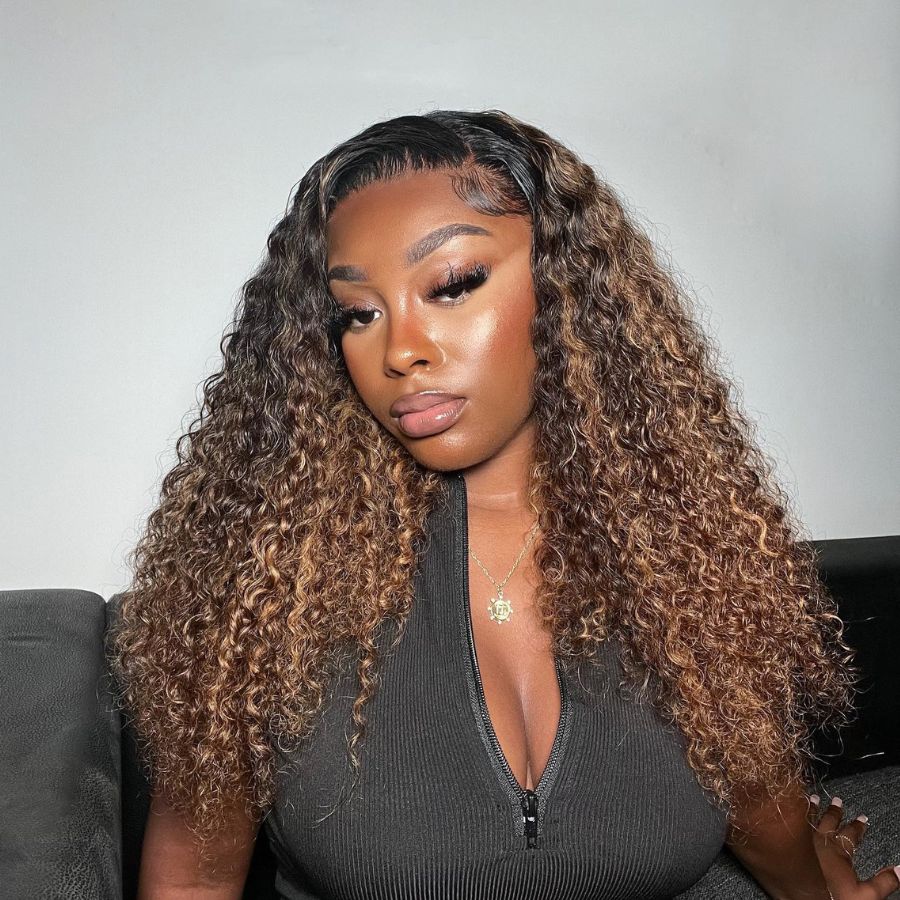WOWANGEL Highlight Ombre 13x6 Skinlike Real HD Lace Front Wig Water Wave - wowangel