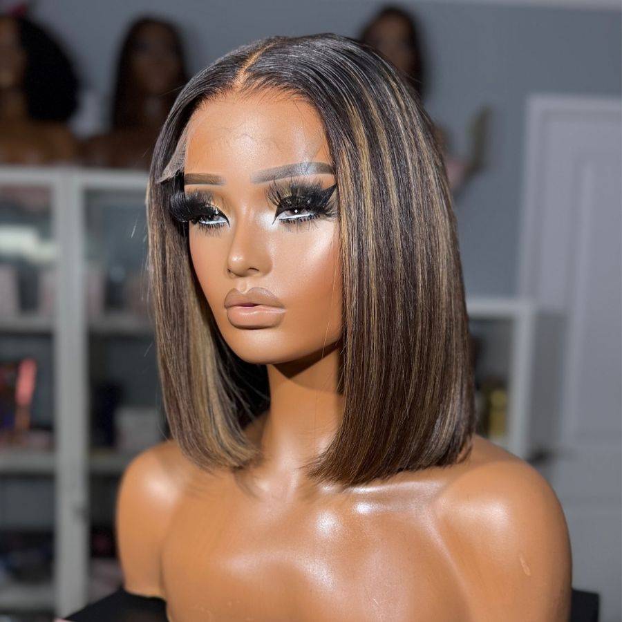 WOWANGEL Highlight Straight BOB 5x5 Skinlike Real HD Lace Closure Wig - wowangel