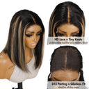 WOWANGEL Highlight Straight Short Bob Wig 5x5 HD Lace Closure Glueless Wig - wowangel