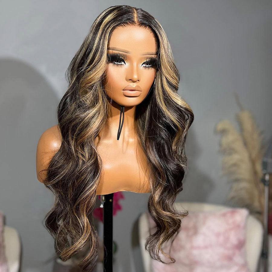 WOWANGEL Honey Blonde Highlight 5X5 HD Lace Closure Wig Wear & Go Glueless - wowangel