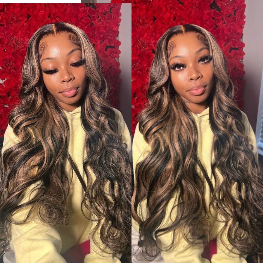 WOWANGEL Honey Blonde Highlight 5X5 HD Lace Closure Wig Wear to Go Glueless - wowangel