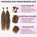 WOWANGEL Honey Blonde Highlight Human Braiding Hair For Boho Braids Curly - wowangel