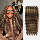 WOWANGEL Honey Blonde Highlight Pre-Separated Feather Crochet Human Hair Extensions for Miracle Knots Boho Braids Deep Wave - wowangel