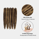 WOWANGEL Honey Blonde Highlight Pre-Separated Feather Crochet Human Hair Extensions for Miracle Knots Boho Braids Deep Wave - wowangel