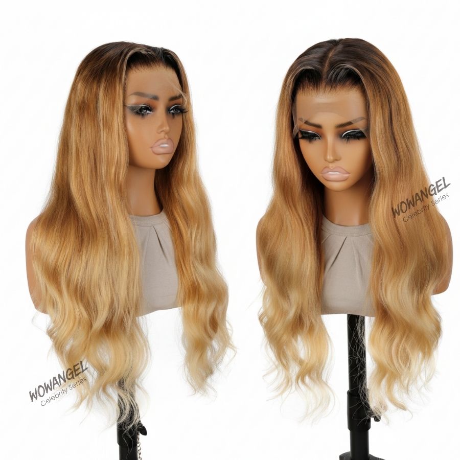 WOWANGEL Honey Blonde Ombre Premium Raw Hair 13X6 HD Lace Frontal Wig - wowangel