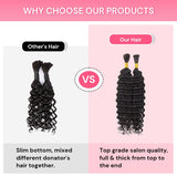 WOWANGEL Human Braiding Hair For Boho Braids Jet Black Deep Wave 100g - wowangel