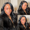 WOWANGEL Jet Black 13X6 HD Lace Full Frontal Wig Clean Hairline Body Wave - wowangel