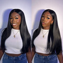 WOWANGEL Jet Black 13X6 Skinlike Real HD Lace Front Wig Silk Straight - wowangel