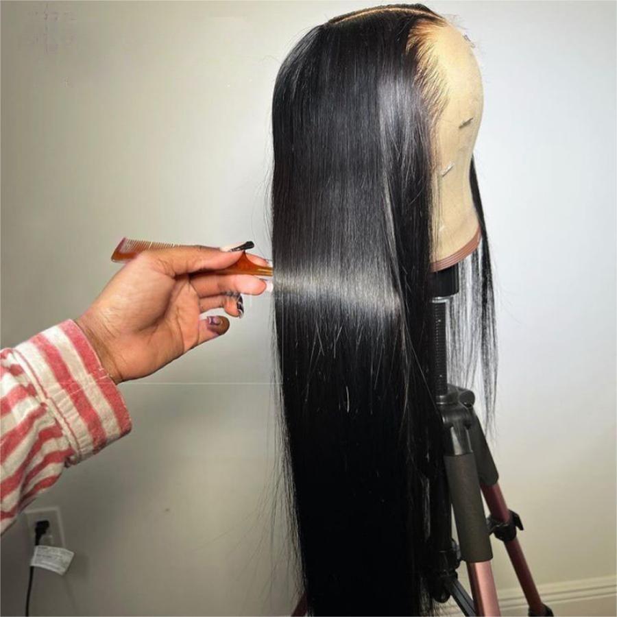 WOWANGEL Jet Black HD lace front wig on mannequin