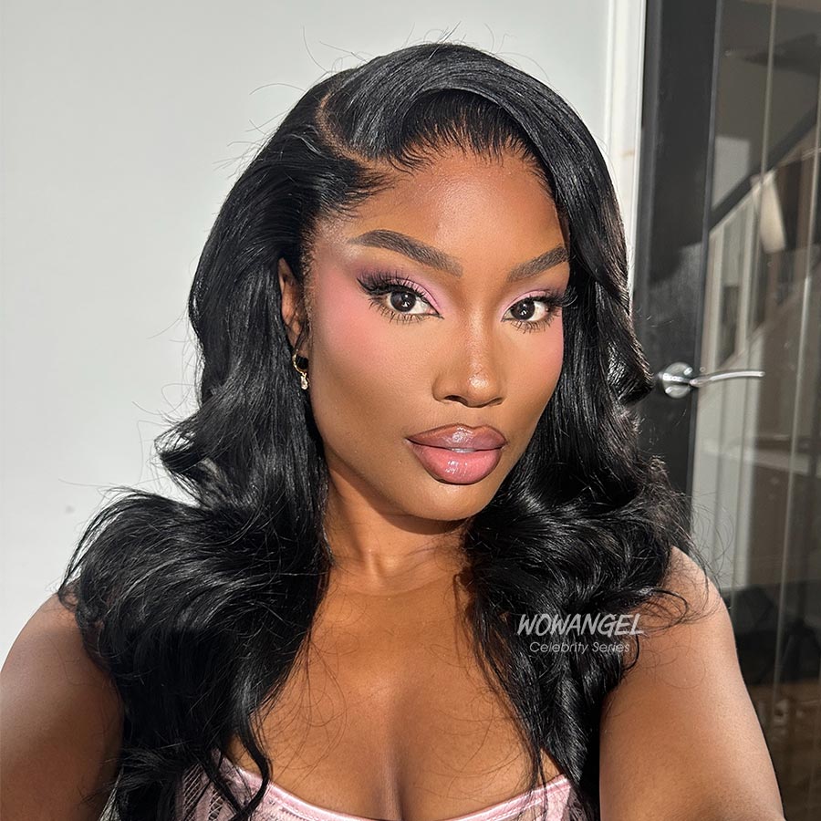 WOWANGEL Jet Black 13X6 Skinlike Real HD Lace Front Wigs Body Wave - wowangel