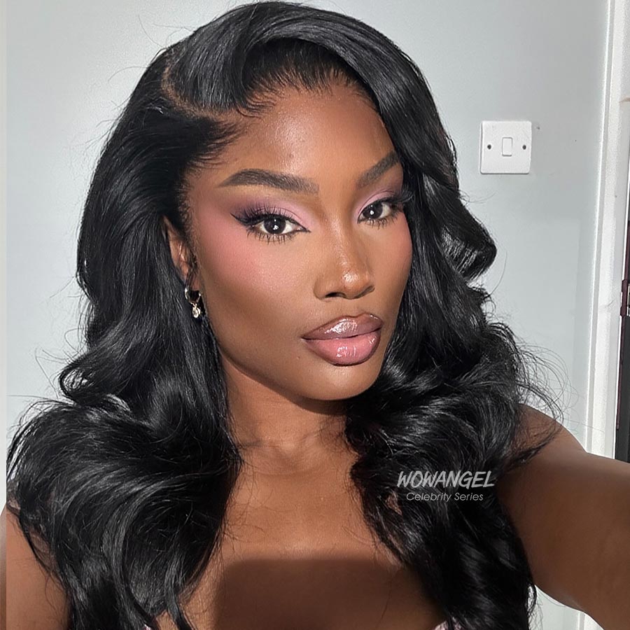 WOWANGEL Jet Black 13X6 Skinlike Real HD Lace Front Wigs Body Wave - wowangel