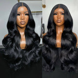 WOWANGEL Jet Black 6x6 Skinlike Real HD Lace Closure Wig Body Wave Glueless Wig - wowangel