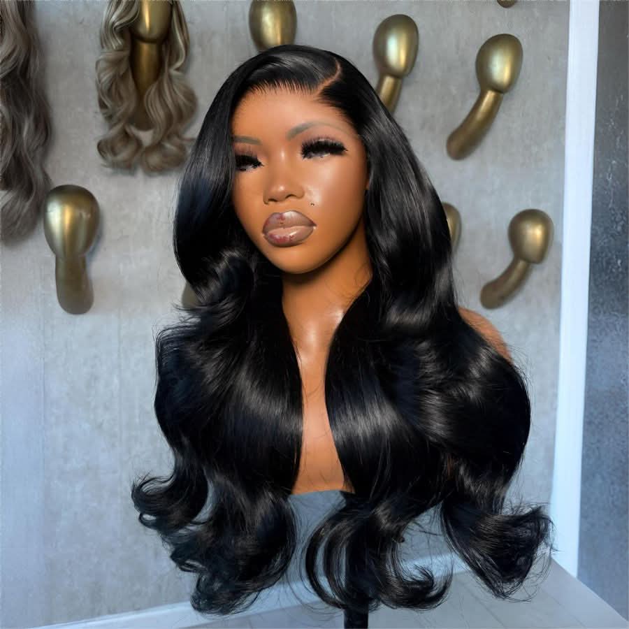 WOWANGEL Jet Black 7X6 Drawstring Glueless Wigs Wear Go HD Lace Wigs - wowangel