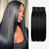 WOWANGEL Jet Black Hair Bundles Deal 3pcs Straight 100% Human Hair Weaves - wowangel