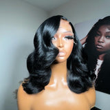 WOWANGEL Jet Black Wave BOB 13x6 Skinlike Real HD Lace Wig Short BOB Wigs - wowangel