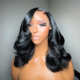 WOWANGEL Jet Black Wave BOB 13x6 Skinlike Real HD Lace Wig Short BOB Wigs - wowangel