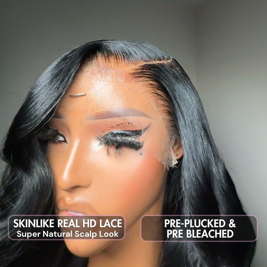 WOWANGEL Jet Black Wave BOB 13x6 Skinlike Real HD Lace Wig Short BOB Wigs - wowangel