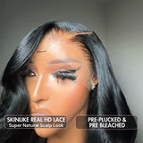 WOWANGEL Jet Black Wave BOB 13x6 Skinlike Real HD Lace Wig Short BOB Wigs - wowangel