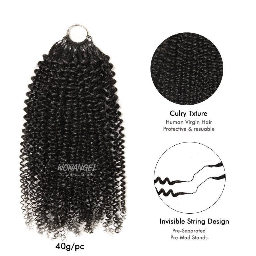 WOWANGEL Kinky Curly Pre - Separated Feather Crochet Human Hair Extensions - wowangel
