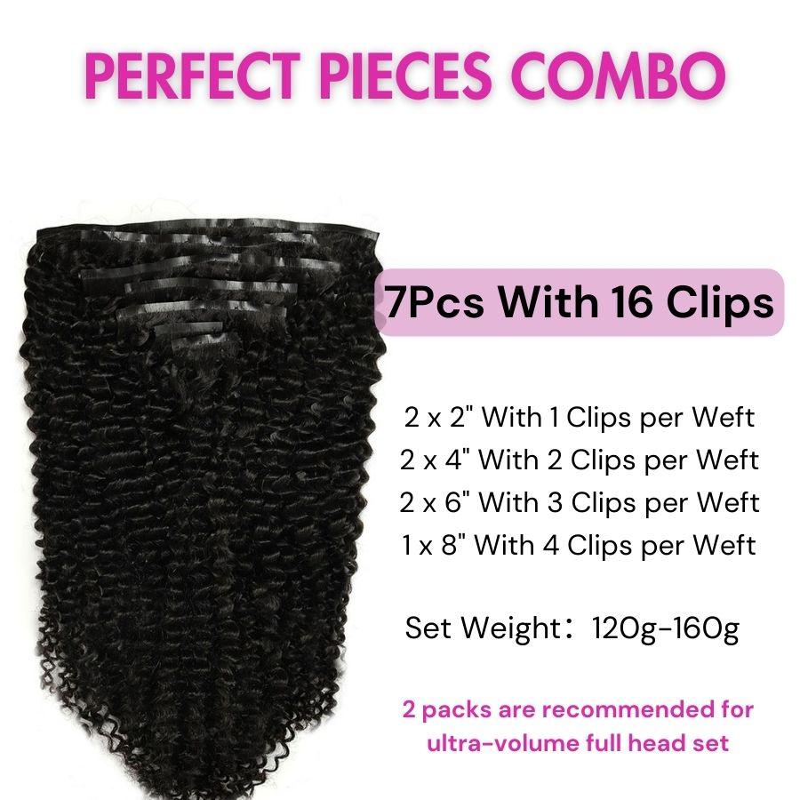 WOWANGEL Kinky Curly Seamless Clip In Hair Extensions - wowangel