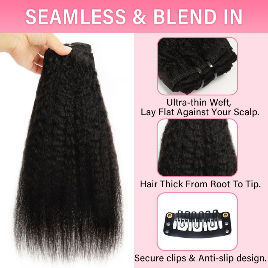 WOWANGEL Kinky Straight Classic Lace Weft Clip In Hair Extensions - wowangel