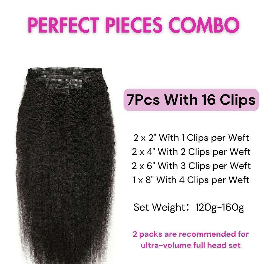 WOWANGEL Kinky Straight Seamless Clip In Hair Extensions - wowangel