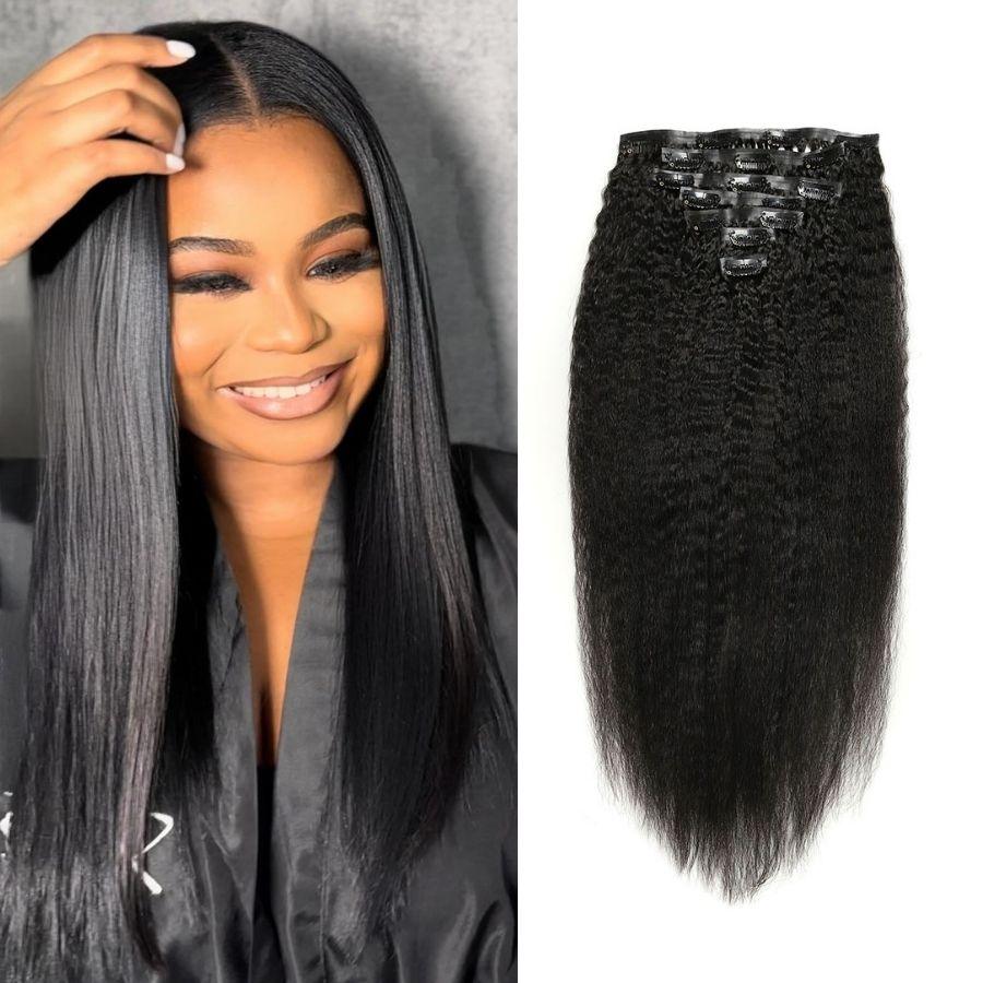 WOWANGEL Kinky Straight Seamless Clip In Hair Extensions - wowangel