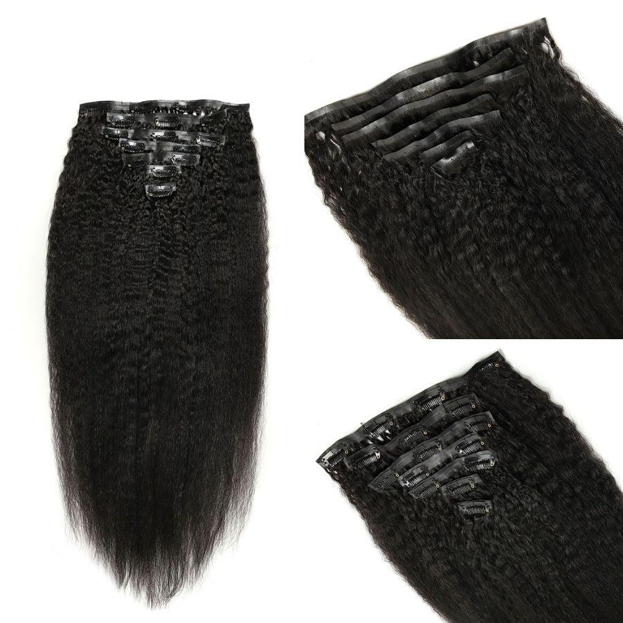 WOWANGEL Kinky Straight Seamless Clip In Hair Extensions - wowangel