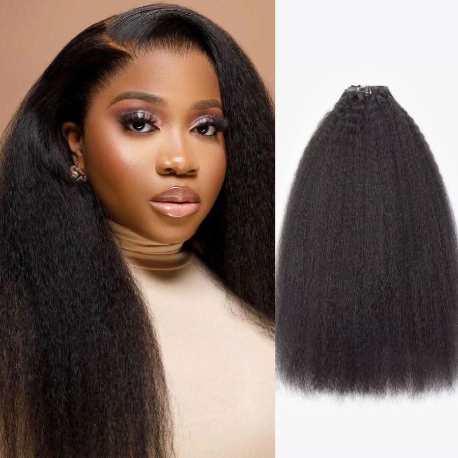 WOWANGEL Kinky Straight Seamless Clip Ins Hair Extensions - wowangel