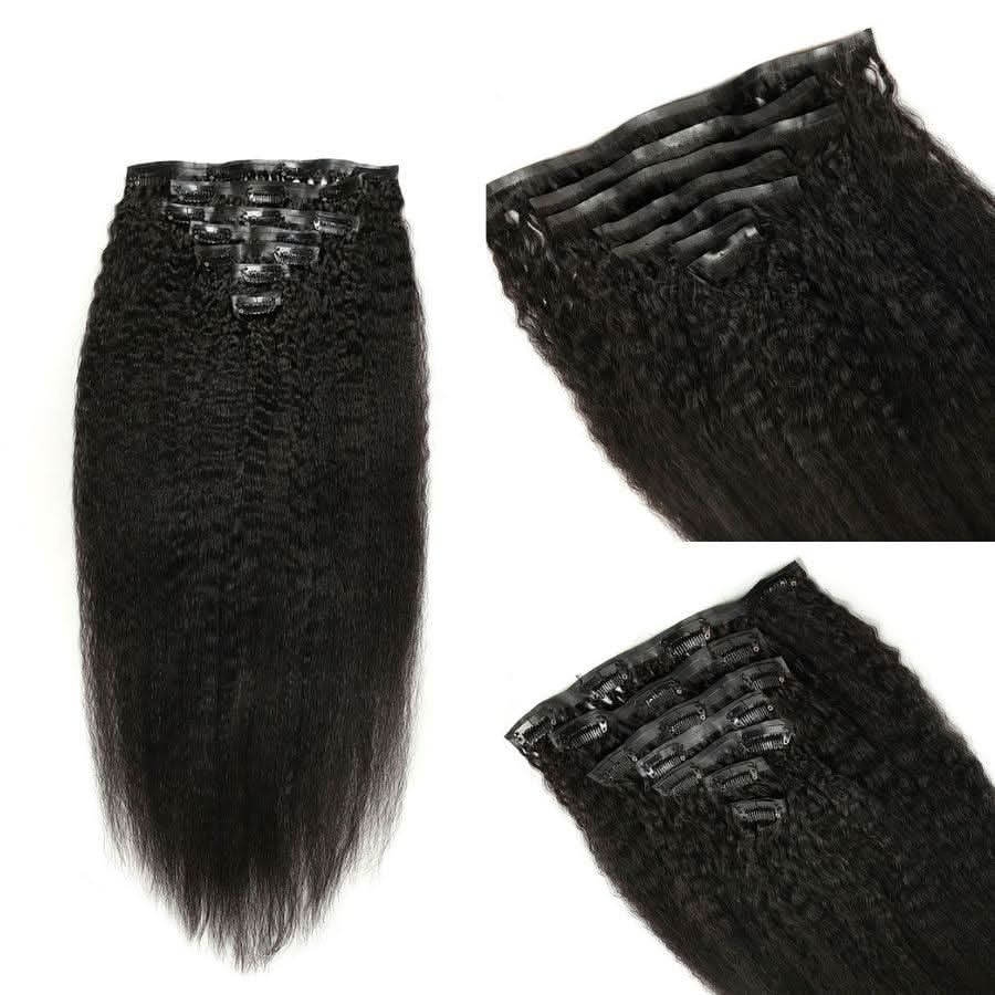 WOWANGEL Kinky Straight Seamless Clip Ins Hair Extensions - wowangel