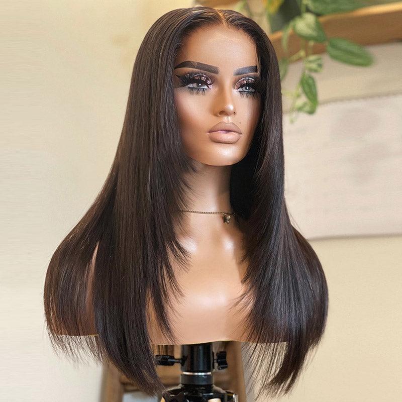 Side view of WOWANGEL HD Lace Frontal Wig on mannequin