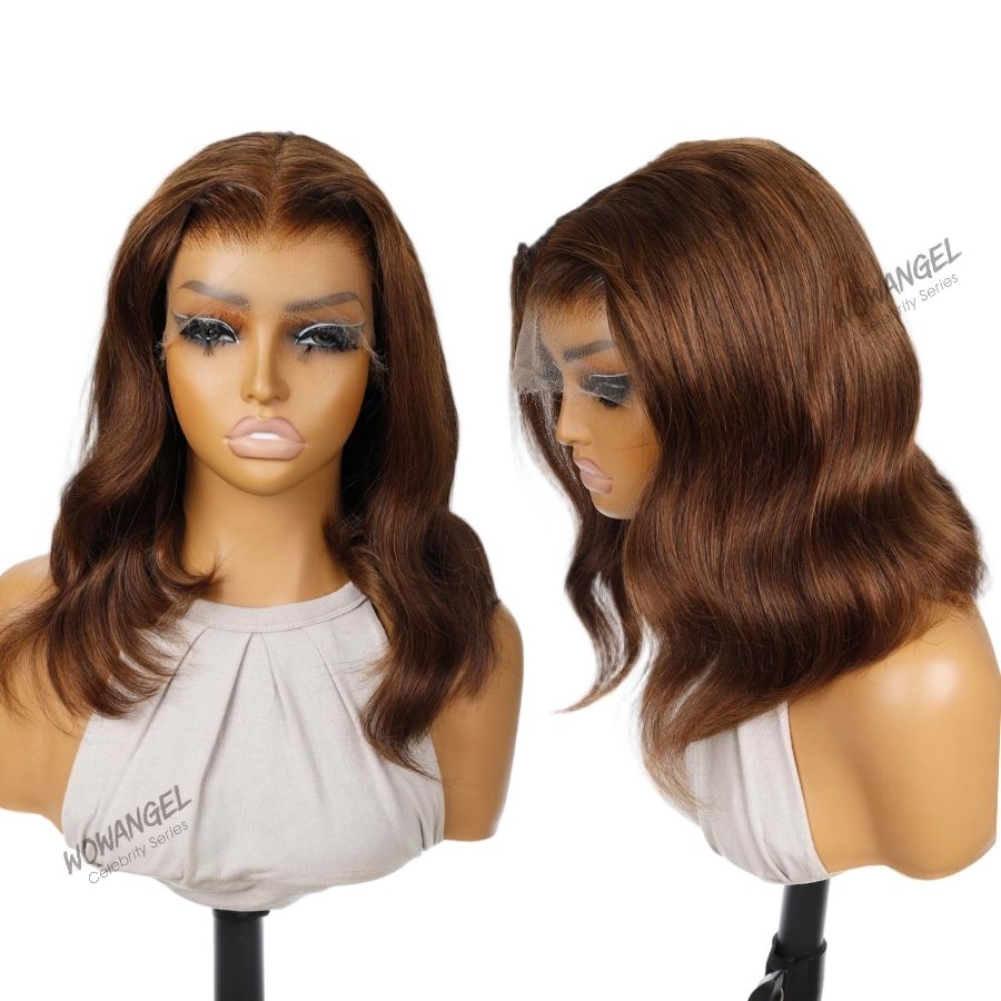 WOWANGEL Light Brown 13x6 Skinlike Real HD Lace Wig Short Wave BOB - wowangel
