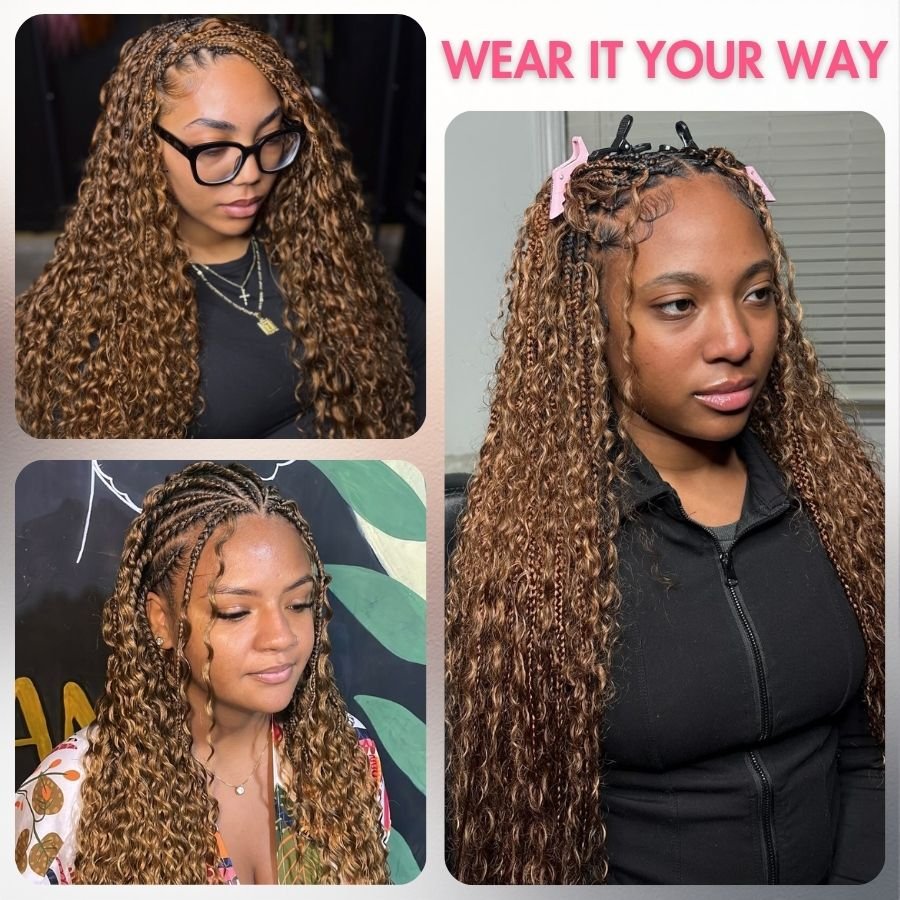 WOWANGEL Light Brown Miracle Knots Crochet Hair Pre-Separated Feather Crochet Human Hair Extensions Water Wave - wowangel