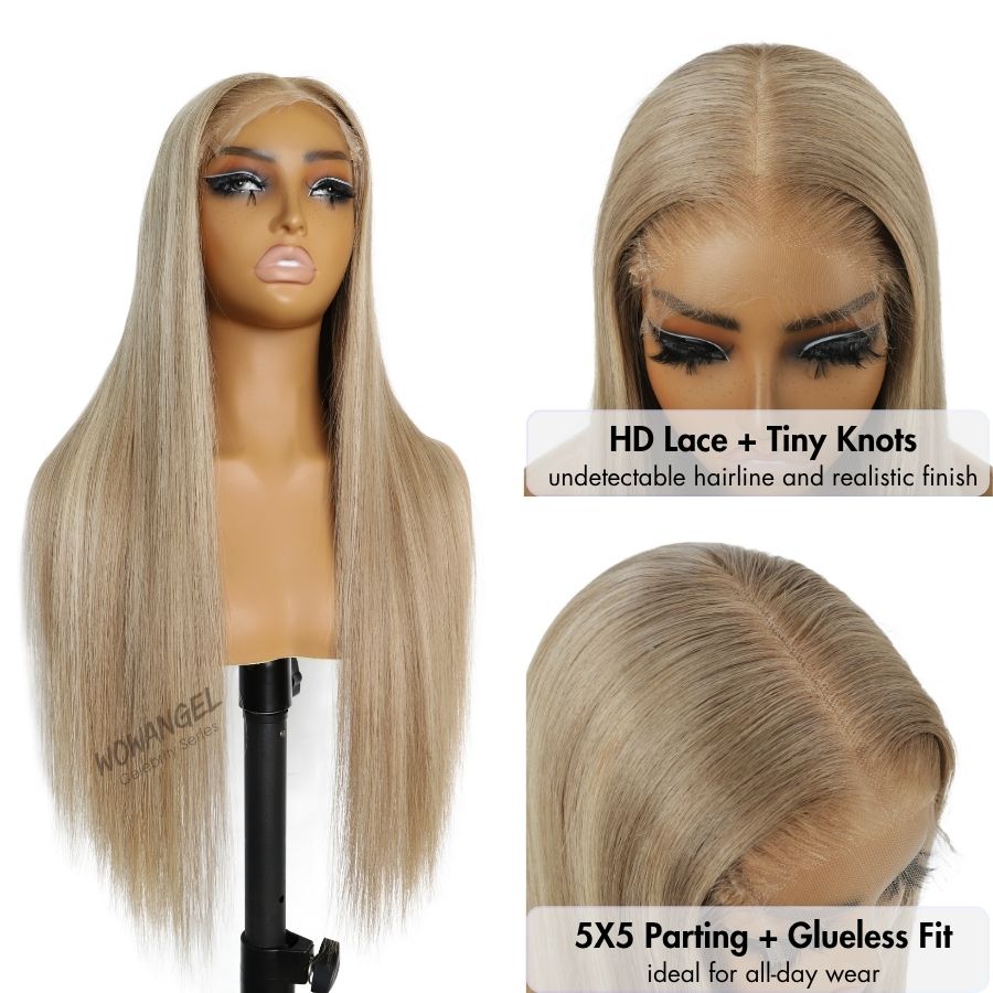 WOWANGEL Luxury Raw Hair Collection Platinum Highlight 5X5 HD Lace Closure Wigs - wowangel