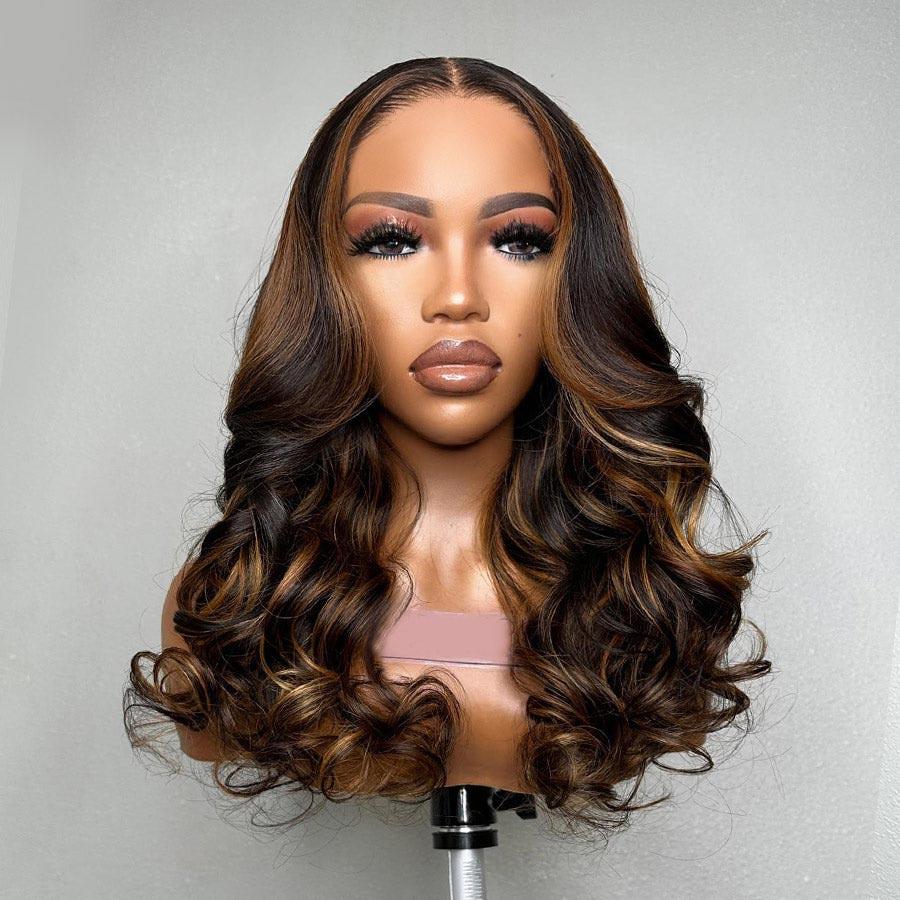 WOWANGEL Mix Highlight Color Skinlike Real HD Lace Closure Wig Glueless Wear Go Wig - wowangel